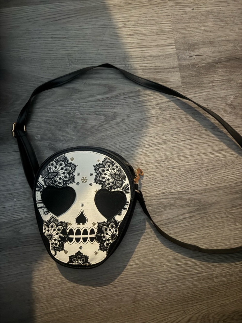 Black and White Sugar Skull Crossbody Bag